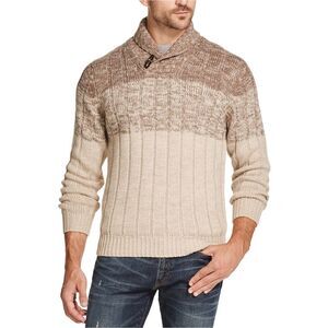 Weatherproof Mens Ombre Shawl Sweater, cocoaheather, M